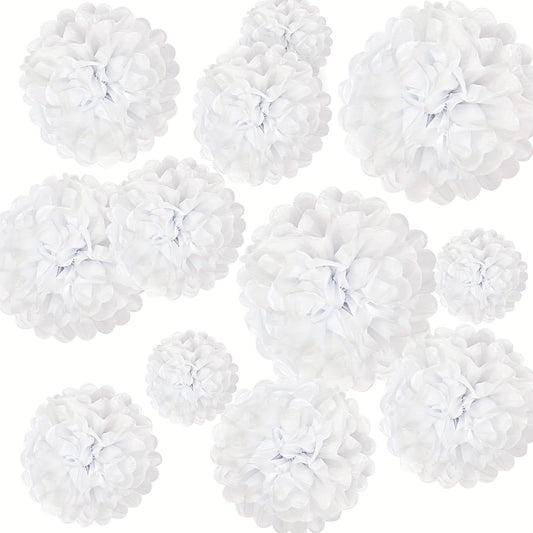 12pcs Tissue Paper Pom Poms Flowers Party Decorations DIY Hanging Paper Balls