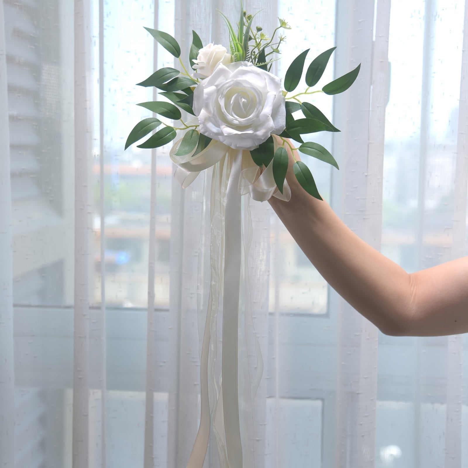 Wedding Floral Arrangement Roses Greenery Decor