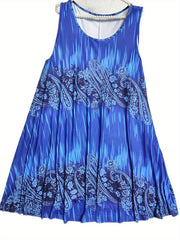  Boho Dress Women's Plus Paisley Print Short Sleeve Slim Fit Tank Dress