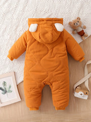 Infant Hooded Thick Romper Long Sleeve Zipper Thermal Jumpsuit
