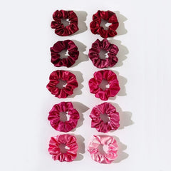 10pcs Solid Basic Scrunchie Hair Ring Smooth Texture Girls Hair Ring