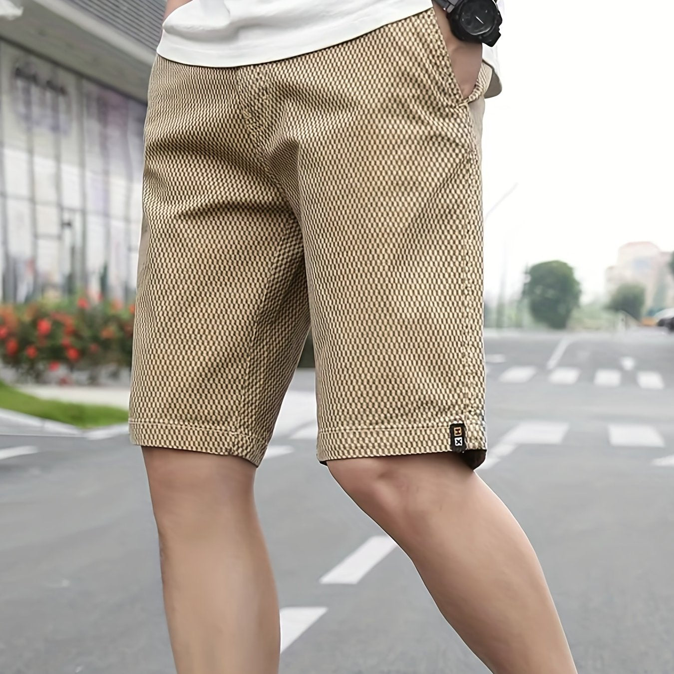 Men's Plaid Cargo Shorts for Summer Outdoor Activities
