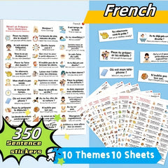 French Phrase Sticker Set 10 Sheets - Practical Conversations