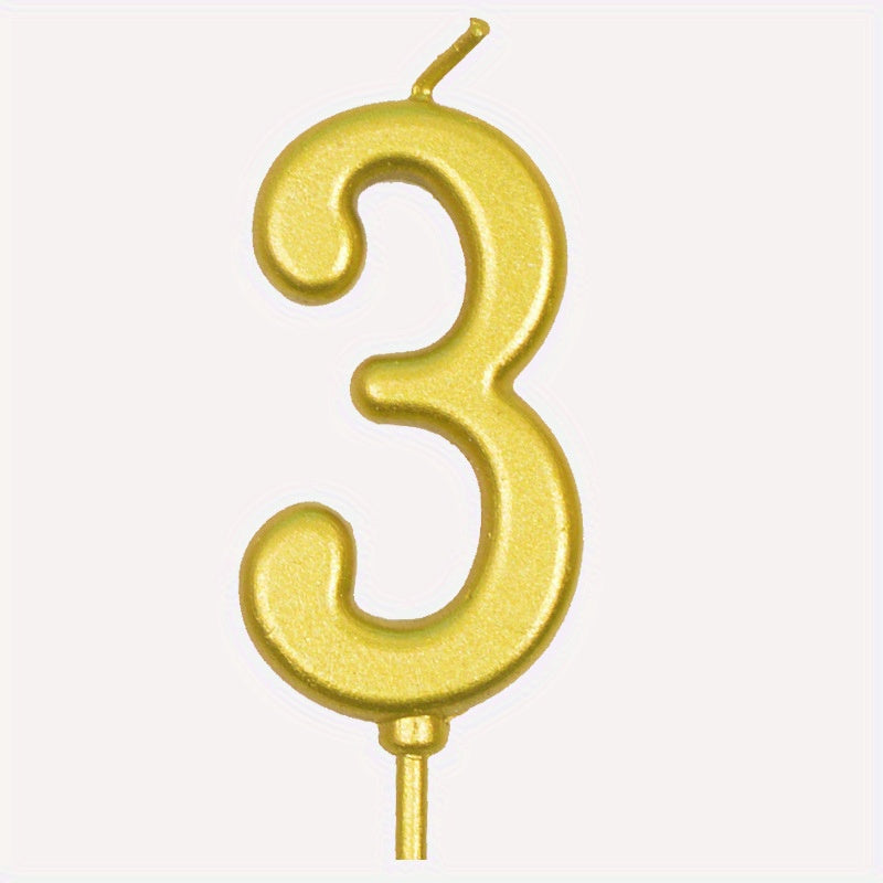 Golden Birthday Candles with Base for Cake Decoration - Party Supplies