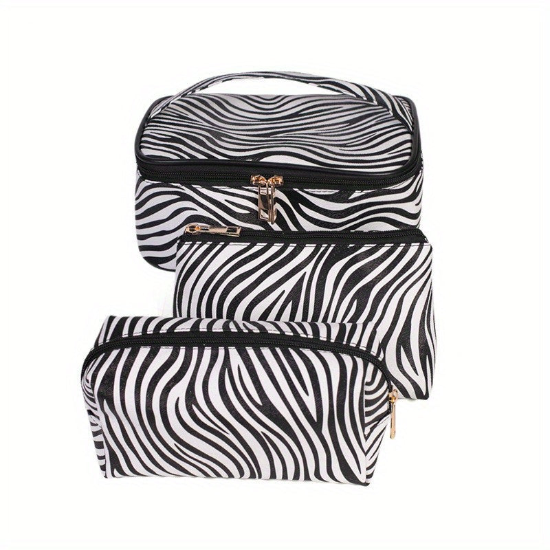 3Pcs Marble Pattern Makeup Bags Set