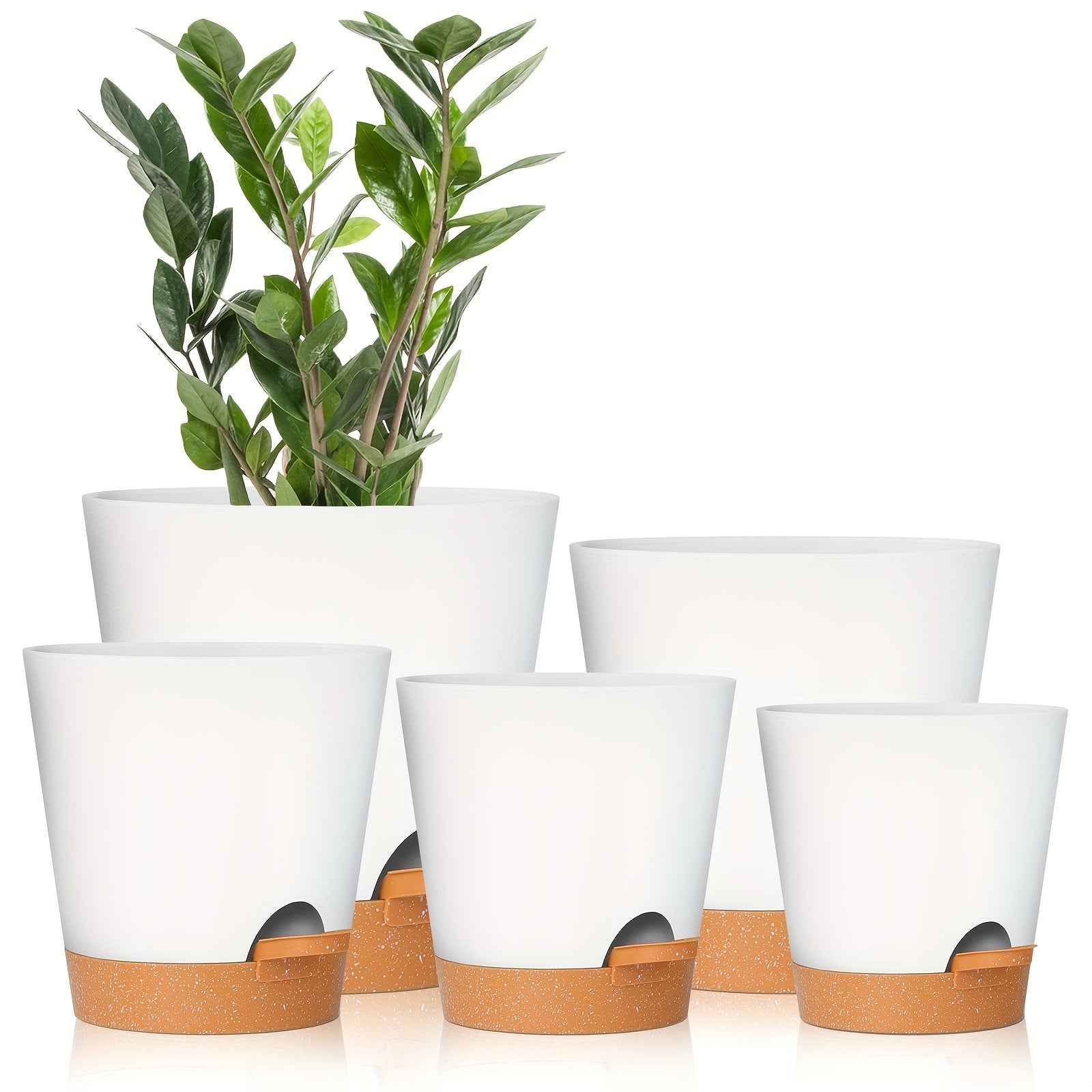 GARDIFE 5pcs Self Watering Planters Plastic Flower Pots - Various Sizes