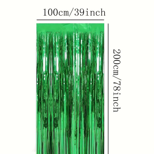 3pcs Green Red Silvery Rain Silk Curtain Christmas Background