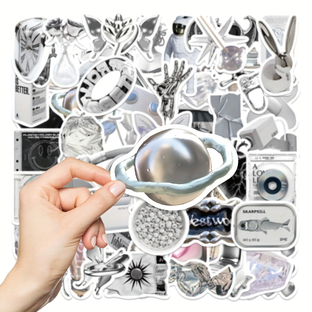 66pcs Silvery Item Stickers Laptop Mobile Phone Case Decals