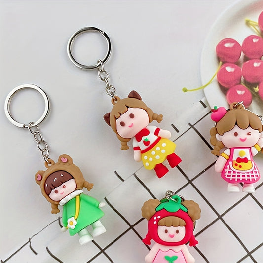 3D Ponytail Girl Doll Keychain Hanging Decoration