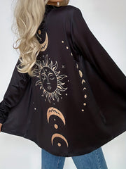  Moon & Sun Print Long Sleeve Cardigan