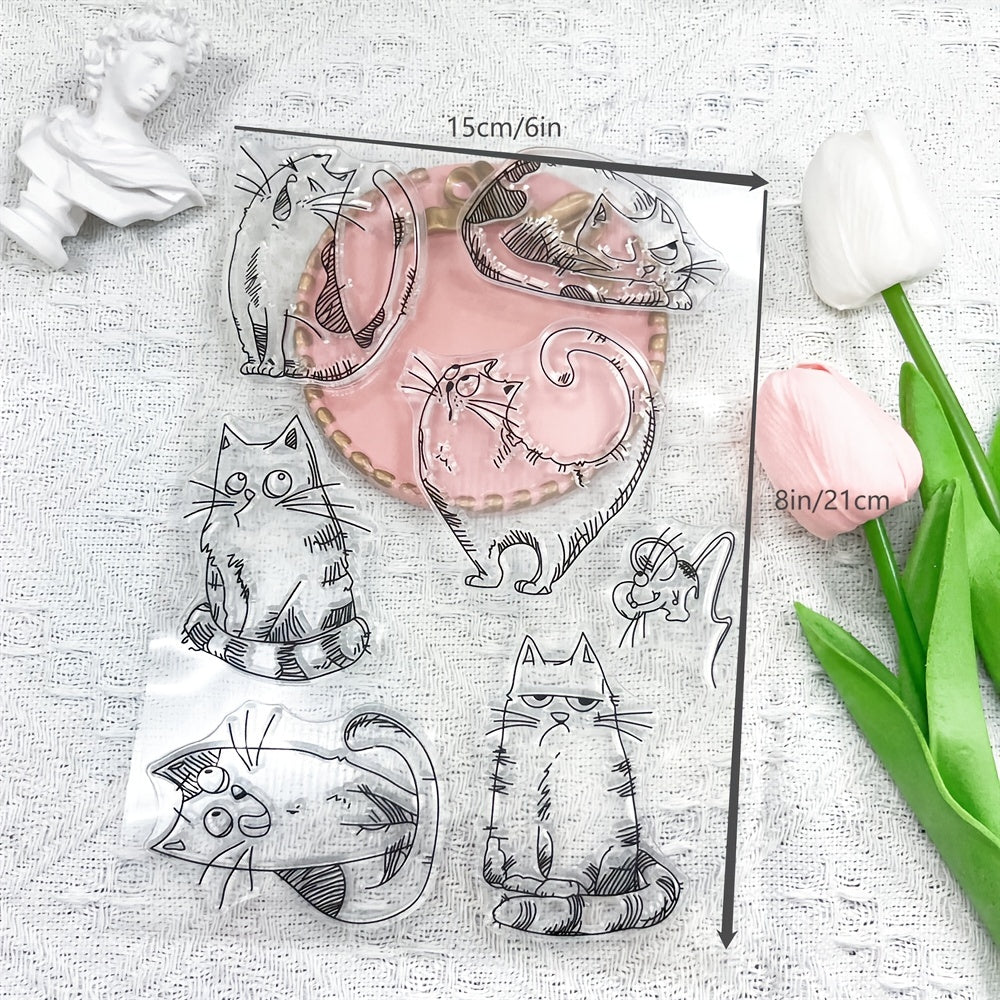 Cat Silicone Stamp for Crafts and Scrapbooking