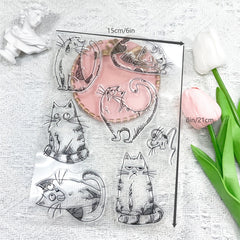 Cat Silicone Stamp for Crafts and Scrapbooking