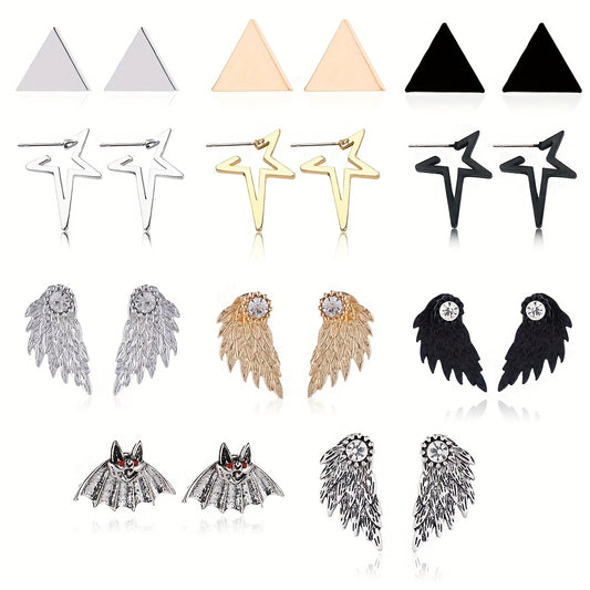 Geometric Star Stud Earrings Retro Unisex Earrings