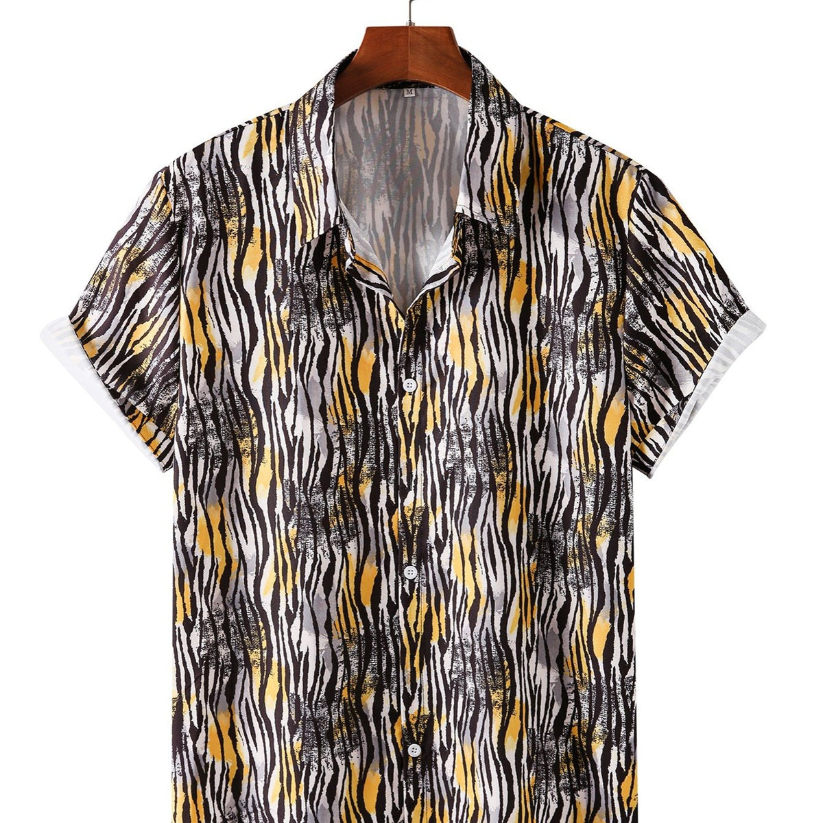 Men's Geometric Striped Short Sleeve Shirt
