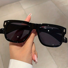 Retro Square Sunglasses Rivet Jelly Gradient UV400 Sun Shades