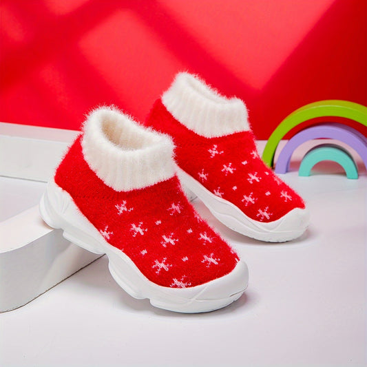 Boy's Solid Thermal Sock Shoes Non Slip Casual Sneakers