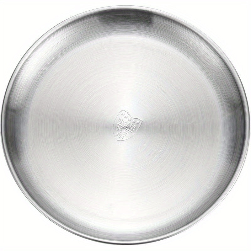 Stainless Steel Round Dining Plate Dessert Tray Snack Nordic Golden