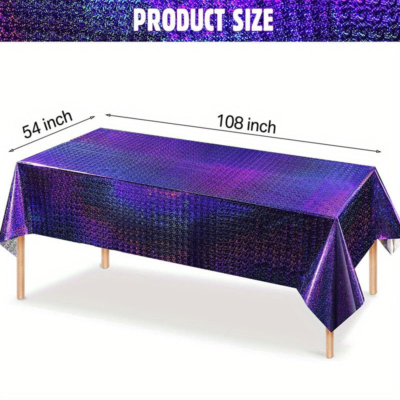 Iridescence Plastic Tablecloths 137x274cm Laser Table Covers Holographic Foil