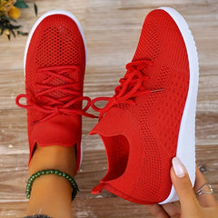 Women's Lightweight Breathable Mesh Sneakers Lace-up Casual Running Shoes
