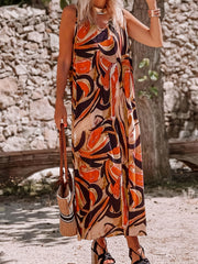 Women's Plus Random Print V Neck Maxi Tank Dress