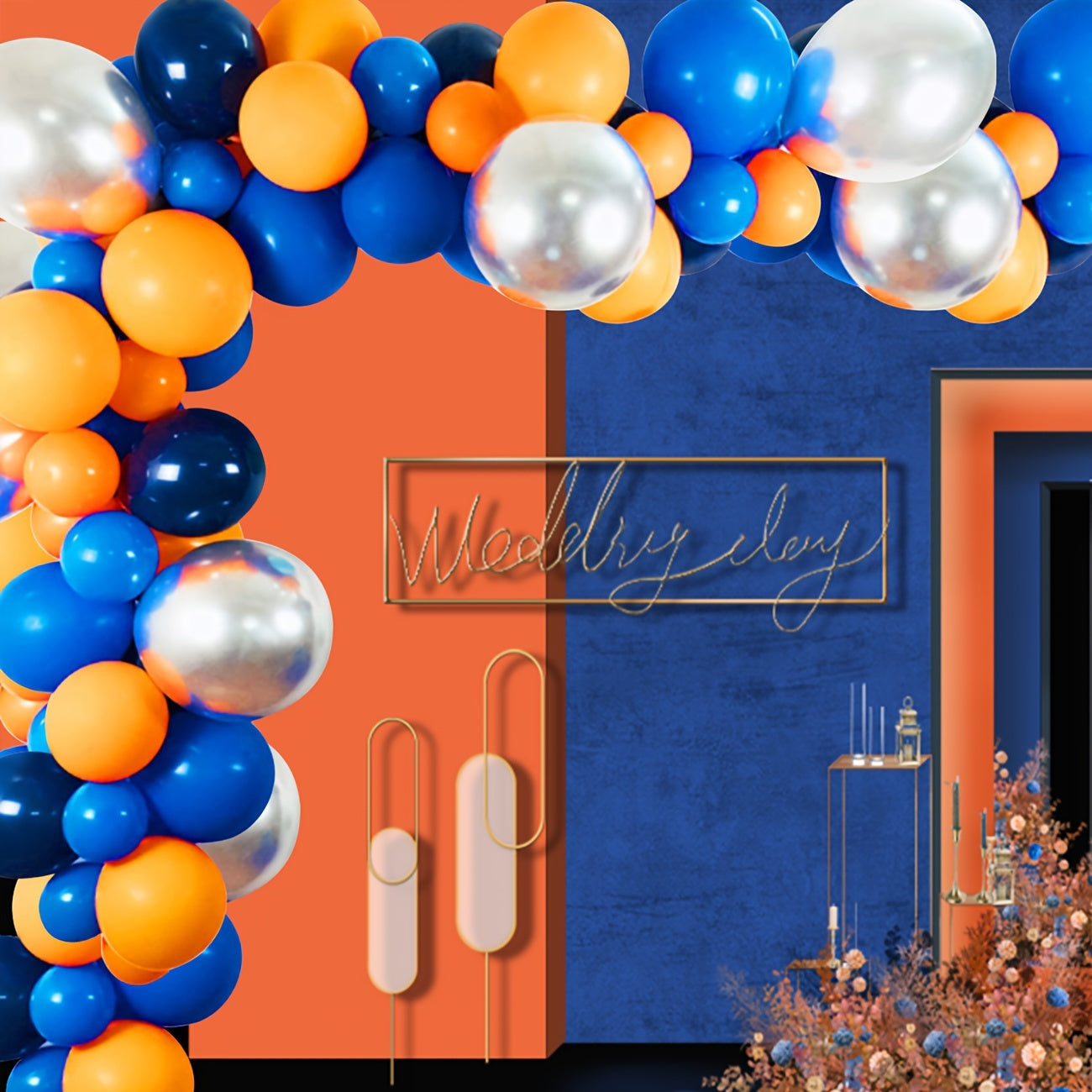 Orange & Basketball Arch Wreath Set - Space Themed Balloon Set