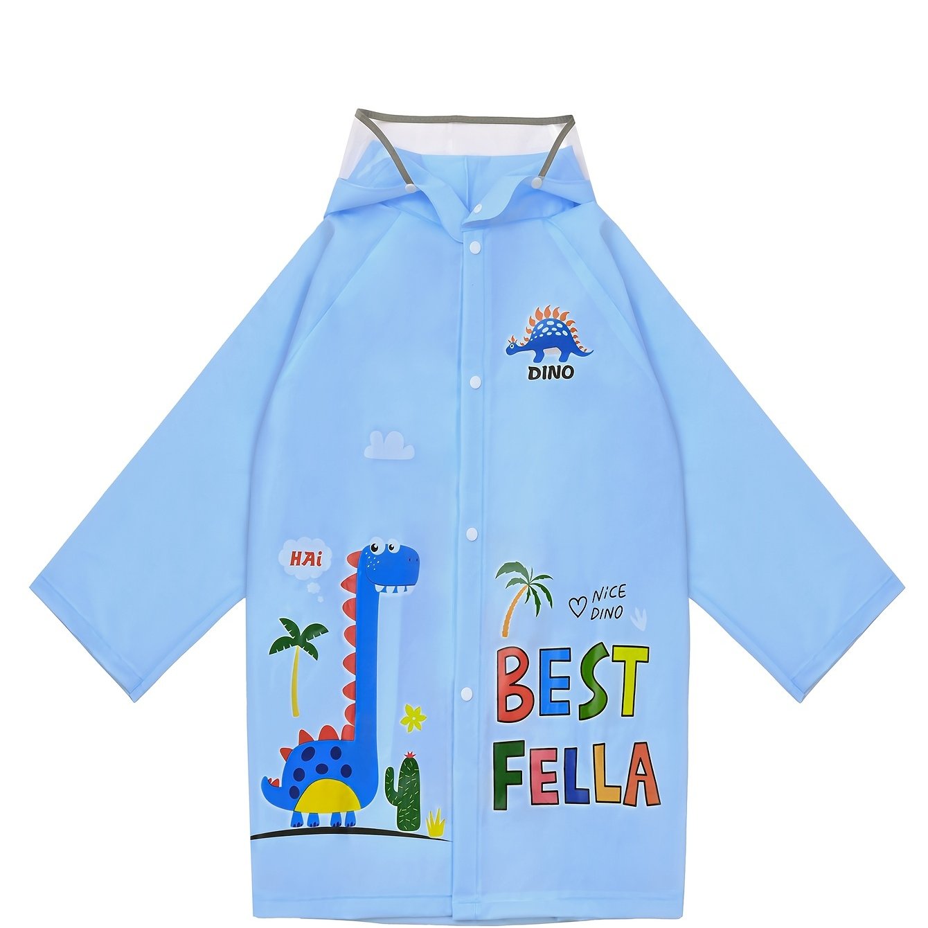 Kids Dino Hooded Raincoat Poncho for School Outdoor