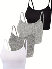 4 Pack Basic Crop Tops Sleeveless Cami Summer Essentials