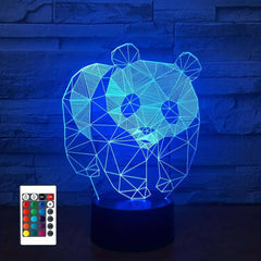 3D Panda Kids Night Light 3D LED Illusion Light With Remote Control