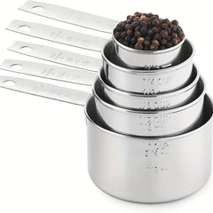 5pcs Stackable Stainless Steel Measuring Cups Kitchen Gadgets