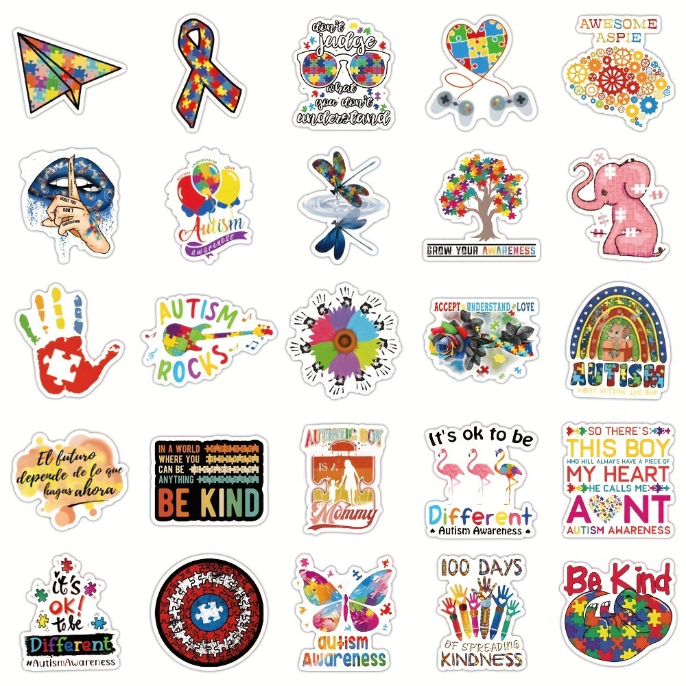 50 Curing Autism Stickers Wall Luggage Notebook Phone Case Skateboard Stickers