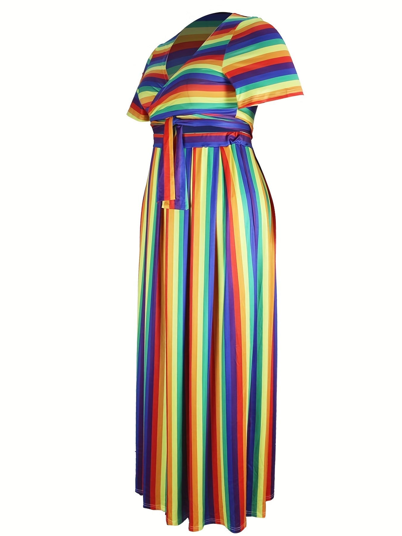  Colorful Stripe Crop Top & Maxi Skirt Outfit Set