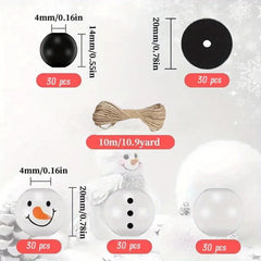 Christmas Snowman Wooden Beads Jute Rope, Holiday DIY Party Home Decor