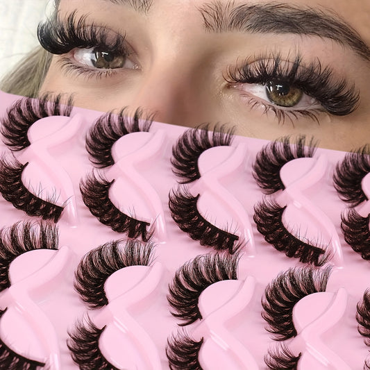 10 Pairs 4D Curly False Eyelashes Natural Volume Fluffy Charming Makeup Lashes