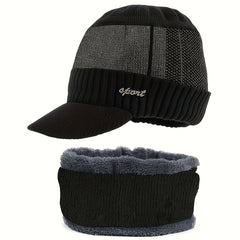 Winter Knit Cap & Scarf Set Warm Knitted Hat For Men And Women