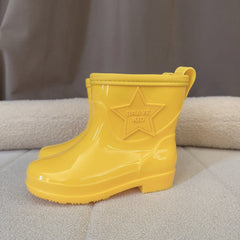 Swalker Star Solid Slip On Rain Boots For Girls Waterproof Non Slip Rain Boots