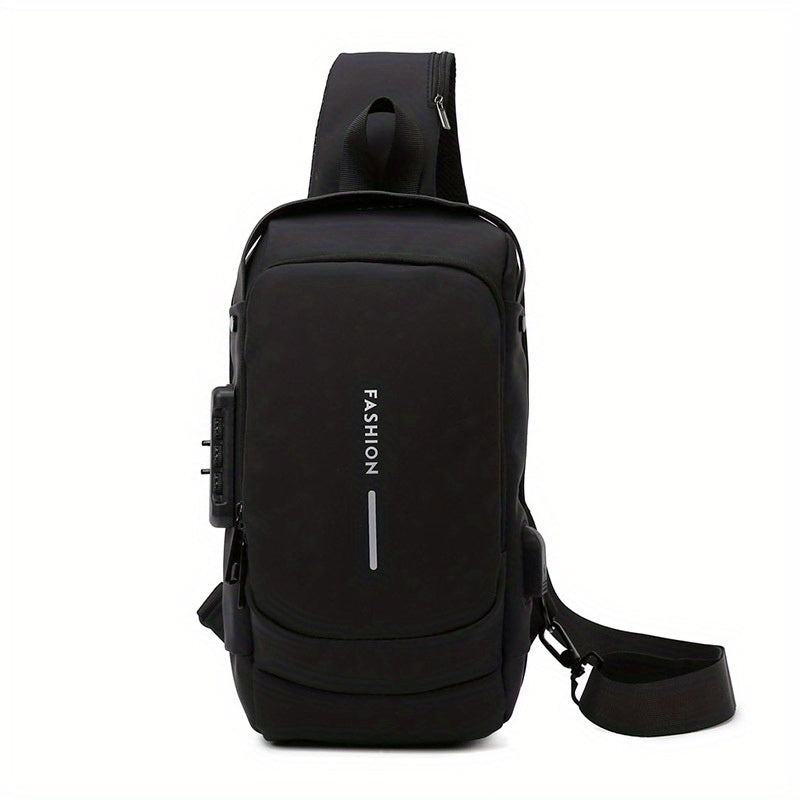 Men's Nylon Crossbody Bag USB Charging Waterproof Shoulder Bag