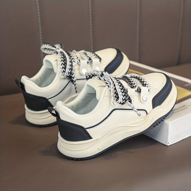 Boys Lace-up Platform Skate Shoes Breathable Anti-skid Sneakers