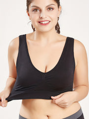 3 Pack Plus Size Sports Bra Women's Plus Solid Ribbed No Padding Breathable Tank