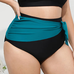  Colorblock Bow Knot High Waist Bikini Bottoms