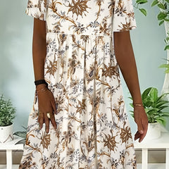 Floral Print Casual Dress Short Sleeve