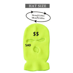 Embroidered Funny Hat 3 Hole Ski Mask Woolen Knitted Hat Winter Warm