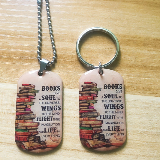Universe Soul Keychain Colorful Print Stainless Steel Tag Keyring
