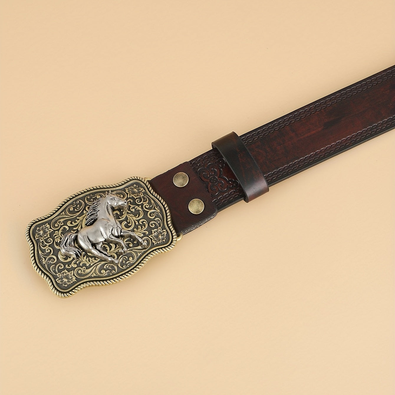 Western Cowboy Vintage Buckle Leather Belt