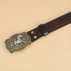 Western Cowboy Vintage Buckle Leather Belt