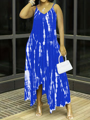 Women's Plus Tie Dye V-Neck Cami Dress with Pockets