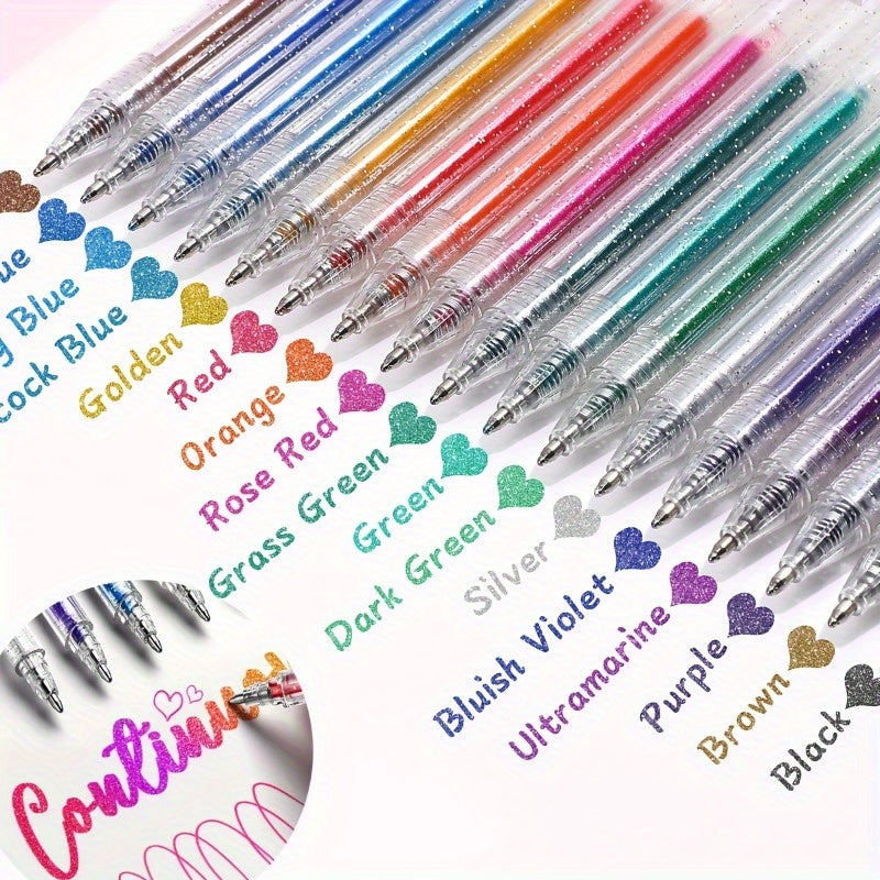 36pcs Glitter Gel Pen Set with Smooth Writing & Vibrant Colors for Journaling