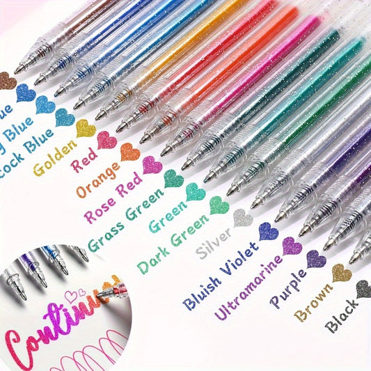 36pcs Glitter Gel Pen Set with Smooth Writing & Vibrant Colors for Journaling