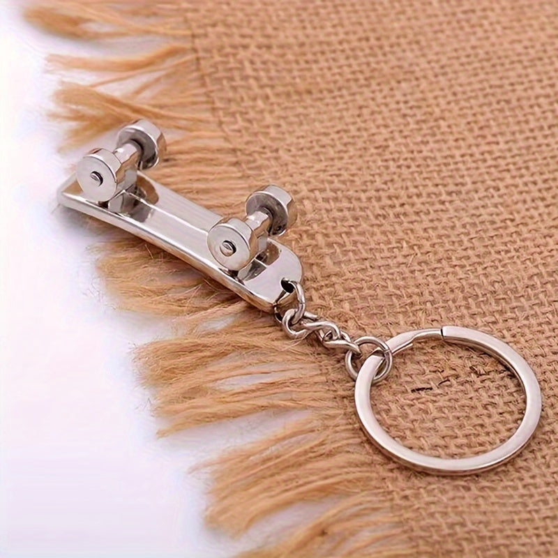 Retro Metal Skateboard Keychain Keyring Bag Car Pendant Accessories
