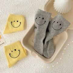 Smiling Face Pattern Cotton Crew Socks for Kids