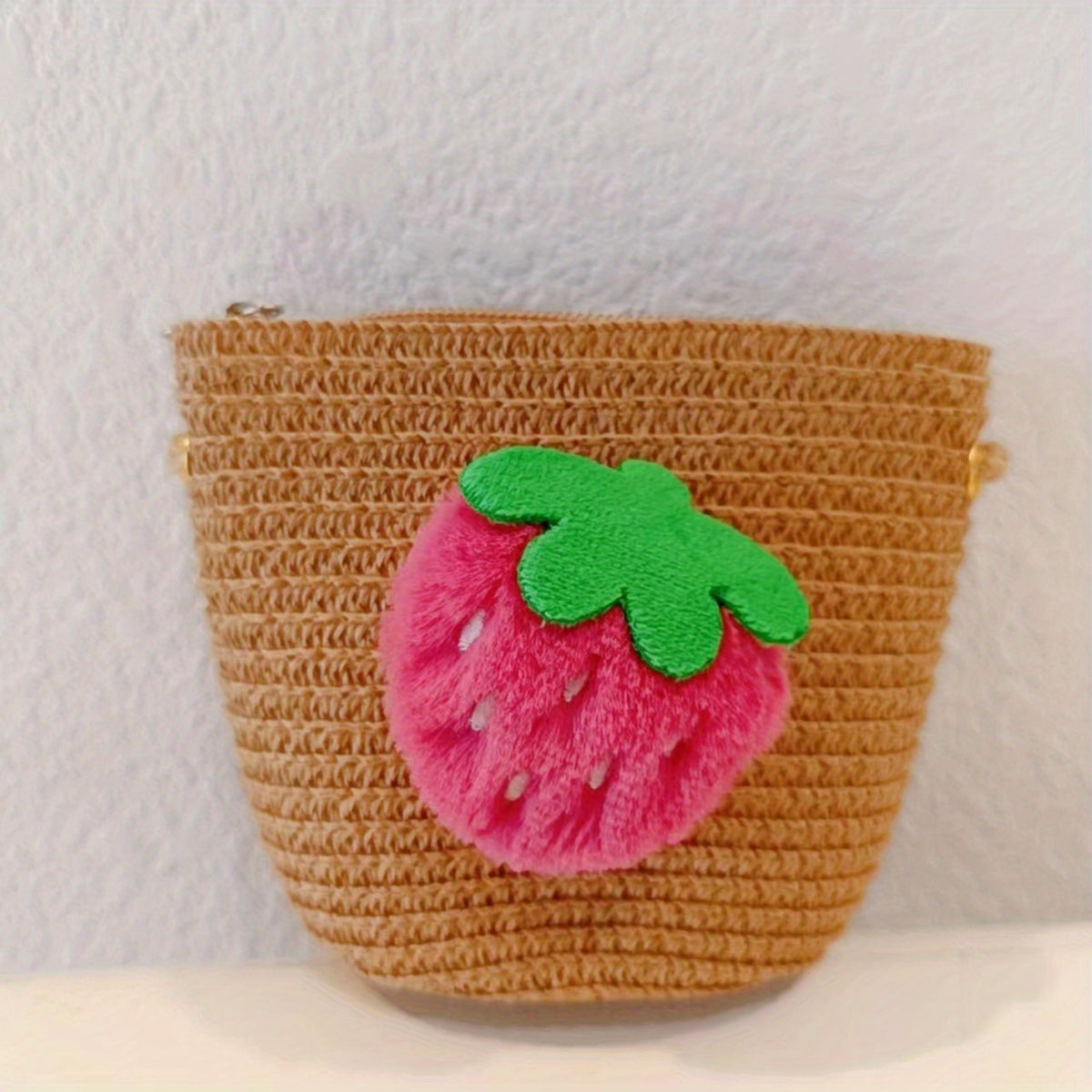 Straw Crossbody Bag Casual Strawberry Woven Shoulder Bag